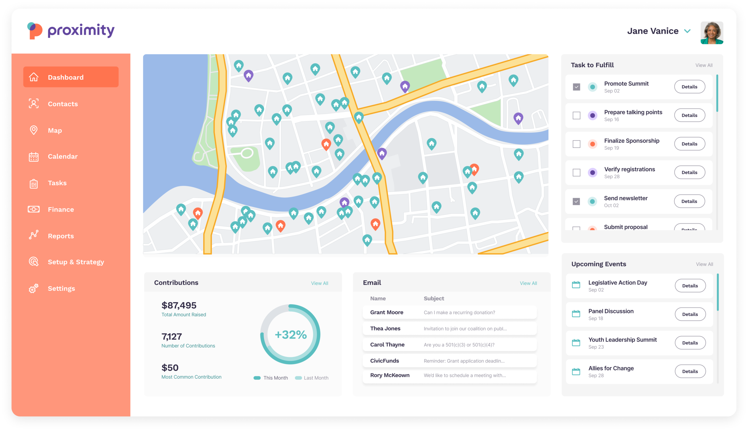 Proximity organizations calendar